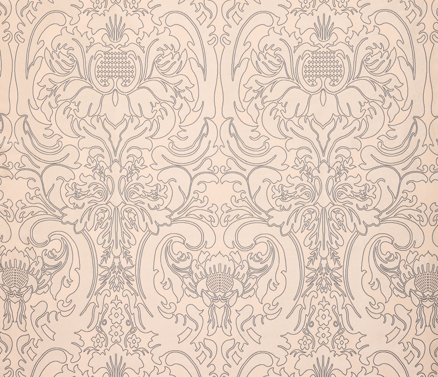 Embroidered french damask  - Laize: 134 cm / 52,75 inch