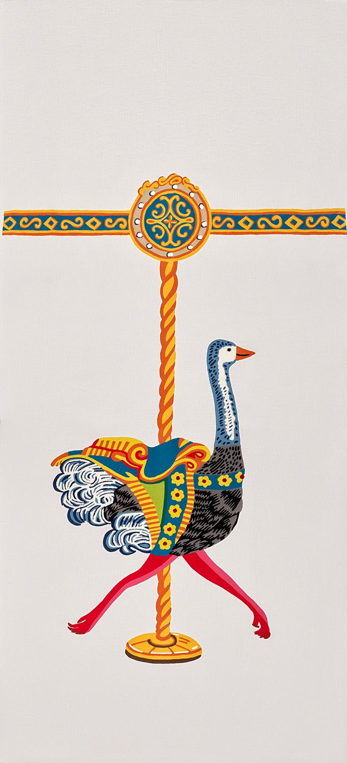 L'autruche du carrousel  - Laize: 142 cm / 55,90 inch