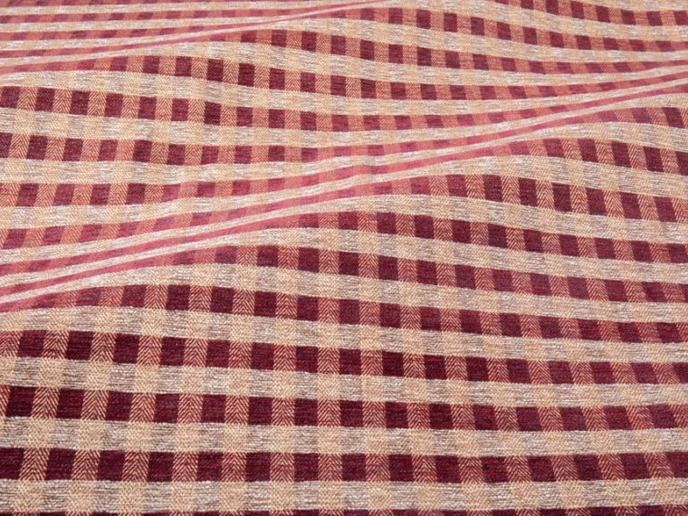 Tissus Ticking check chenille-Maroon-T0802004 Pierre Frey