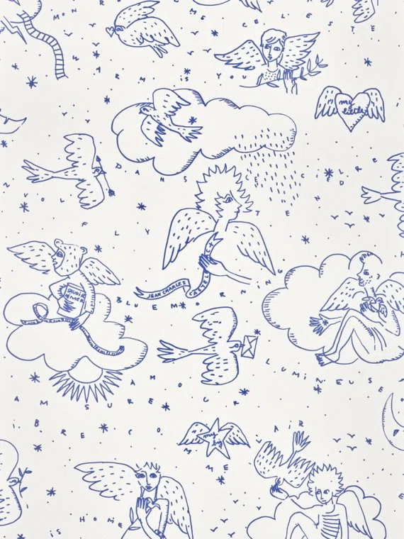 Papiers peints Le monde parall'aile-BLEU-FP205002 Pierre Frey